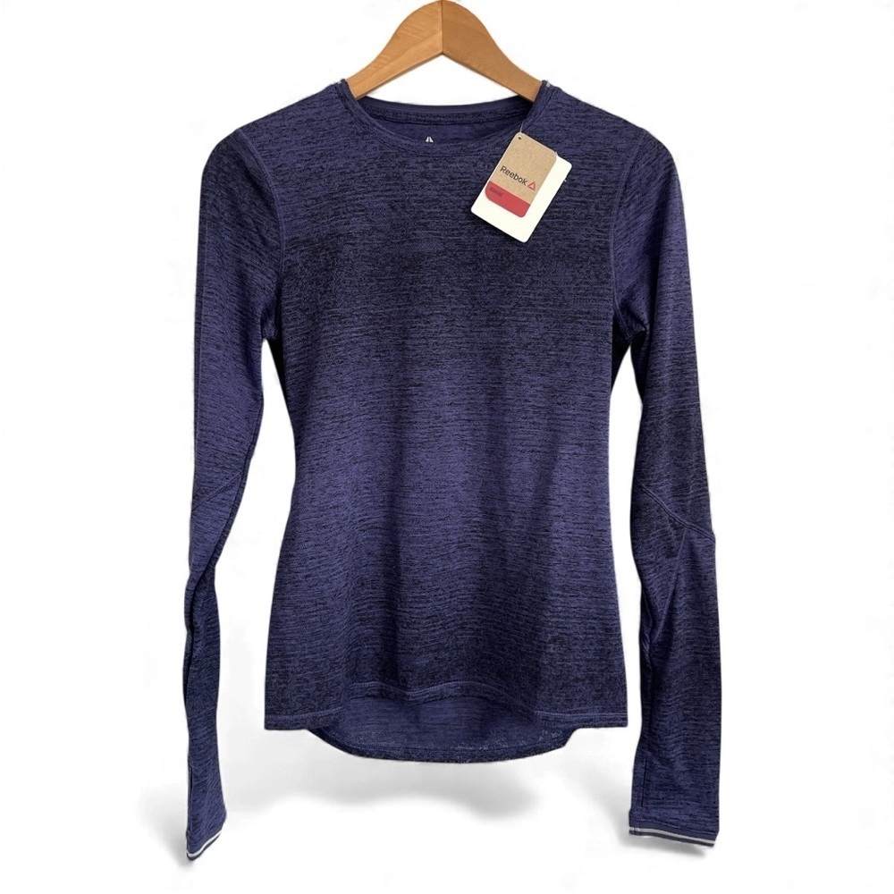 Reebok Women's Heathered Purple reflective Running Long Sleeve Shirt Small